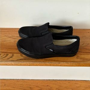 Women’s size 9 black on black Van’s slip ons